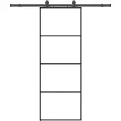 vidaXL Skjutdörr med beslag svart 76x205 cm ESG-glas