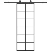 vidaXL Skjutdörr med beslag svart 76x205 cm ESG-glas