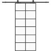 vidaXL Skjutdörr med beslag svart 90x205 cm ESG-glas