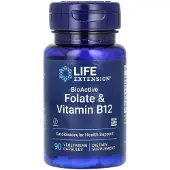 Life Extension Bioaktivt, Folate & Vitamin B12 från , 90 Vegetarian kapslar