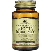 Solgar - Biotin, Superhög styrka, 10 000 mcg. 60 Vegetable Capsules