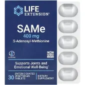 Life Extension , SAMe, S-Adenosyl-Methionine, 400 mg, 30 Enteriskt Foderat Vegetariskt Tabletter