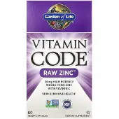 Garden of life , Vitamin Code, RAW Zink, 60 Veganskapslar