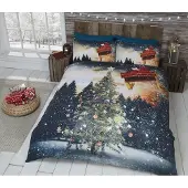 MCU Julgran Nordlys sängkläder med glitter för dubbelsäng 220x230cm
