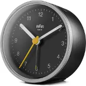 Braun BC12SB, Quartz-väckarklocka, Rund, Svart, Silver, 12 timmar, Ringklocka, Batteri