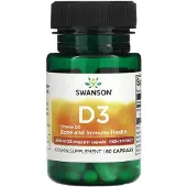 Swanson Health , Vitamin D3, Hög Potens, 25 mcg (1 000 IU), 60 Capslar