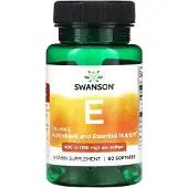 Swanson Health , Vitamin E, 180 mg (400 IU), 60 mjuka kapslar