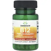 Swanson Health , Vitamin B12 (Metylcobalamin), 5 000 mcg, 60 Tabletter