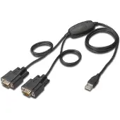 Digitus USB 1.1, Seriell Adapter [1x USB 2.0 A hane - 2x D-SUB hane 9-pol] - USB 2.0 zu 2x RS232-Kabel 1.20 m