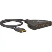 Goobay 58488 HDMI Switcher Umschalter 3 in 1 out Erweiterung Kabel 4K Manuell 3 Port HDMI-Switch guldpläterade kontakt 3840 x 2160 pixel