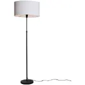 QAZQA Golvlampa svart med oval linneskärm vit 50 cm - Parte