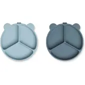 Liewood Partitionerad Skålar - 2-pack - Stacy - Sea Blue/Whale B - - One Size - Skål