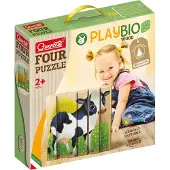 Quercetti Pussel - Playbio Trä - Bondgårdsdjur - 4x6 Delar - - One Size - Pussel