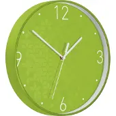 Leitz WOW - Klocka - kvarts - väggmonterbar - 29 cm - green with geometric pattern