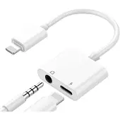 24.Se Ladd- och hörluradapter – Lightning till 3,5 mm & Lightning-port för musik och laddning samtidigt