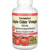Natural Factors , Naturliga faktorer, Fermenterad äppelcidervinäger, 500 mg, 360 lätt att svälja kapslar