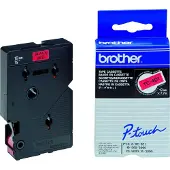 Brother TC-401 | svart text - röd märkband | 12mm x 7.7m (original)
