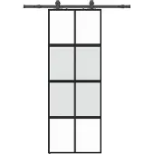 vidaXL Skjutdörr med beslag svart 76x205 cm härdat glas