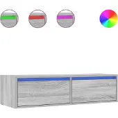 vidaXL TV-bänk med LED-belysning grå sonama 100X35,5x25 cm