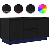 vidaXL TV-bänk med LED-lampor svart ek 100x41x50 cm