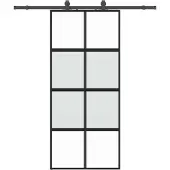 vidaXL Skjutdörr med beslagssats svart 90x205 cm härdat glas