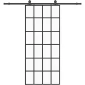 vidaXL Skjutdörr med beslag svart 90x205 cm ESG-glas