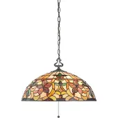 QUOIZEL Tiffany pendellampa Kami, dimbar, Vardagsrum / matsal, Glas, Tiffany, Pendellampa