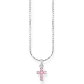 Thomas Sabo silver korshalsband med pink med zirkonia stenar KE2226-051-9-L45v