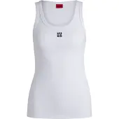 HUGO för kvinnor. 50514489 Datamia T-shirt vit (S), Casual, Bomull, Ärmlös / Hängselbyxor
