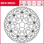 TRW Bromsskivor Racing fram, med ABE FRAM, MSW289RAC FLYTANDE