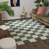 FRAAI Rutig matta | Blox grön hos Volero | 140x200 cm | Bomull | Block | Rektangulär | Låg lugg