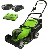 Greenworks G24X2LM41K2x gräsklippare 2x24V 41 cm - med 2x2Ah batteri och dubbelladdare