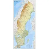 Sverige väggkarta , 1:900 000, miljö i papptub
