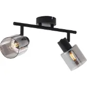 QAZQA Modern taklampa svart med runt rökglas 2-ljus - Cilin