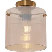 QAZQA Art Deco taklampa mässing med bärnstensfärgat glas - Laura