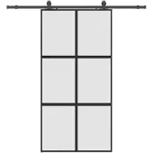 vidaXL Skjutdörr med beslag svart 102,5x205 cm härdat glas