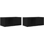 vidaXL TV-bänkar 2 st svart ek 60x31x25,5 cm konstruerat trä