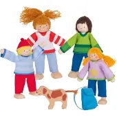 Goki 51863 Flexibla Dockor Camping Familj, Flerfärgad