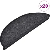 vidaXL Trappmattor 20 st 56x17x3 cm antracit halvrunda