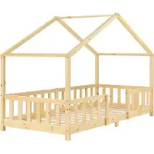 En.casa Juniorsäng Treviolo hussäng med sängskydd 200x90cm furu []