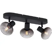 QAZQA Rund takspotlight svart med rökglas 3-ljus - Teddy