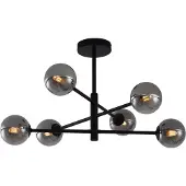 QAZQA Modern taklampa svart med rökglas 6-ljus - Ryan