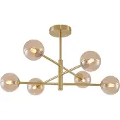 QAZQA Modern taklampa mässing med bärnstensfärgat glas 6-ljus - Ryan