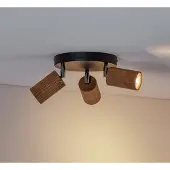 Luminex Nise taklampa, 3 lampor, rund, svart stål, trä , dimbar, Mörkt trä, Vardagsrum / matsal, Modern, Halogen spots