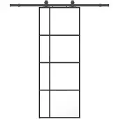 vidaXL Skjutdörr med beslag svart 76x205 cm ESG-glas