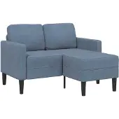 vidaXL 2-sitssoffa med schäslong L-formad blå 125 cm linne