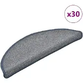 vidaXL Trappmattor 30 st 56x17x3 cm ljusgrå och blå halvrunda