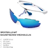 Yeaz Sportsolglasögon 'Sunup' aqua / mörkblå / vit