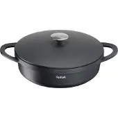Tefal Trattoria E21872, Rund, Svart, Aluminium, Titanium Extra, Löstagbar, Keramiska, gas, halogen, Induktion, Gjutjärnsplattor