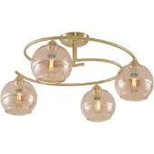 QAZQA Modern taklampa mässing med bärnstensfärgat glas 4-ljus - Alanis